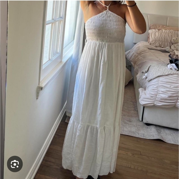NWT ZARA White Maxi, Tiered, Bead Detail, sz Xs Lined. - Picture 2 of 8